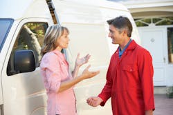 technician speaks with customer technician speaks with customer