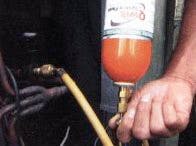 Flushing agent is injected into the system. Flushing agent is injected into the system.