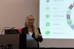 Danielle Putnam, president of The New Flat Rate, listens to questions from 2022 AHR Expo attendees about hiring new people. Danielle Putnam, president of The New Flat Rate, listens to questions from 2022 AHR Expo attendees about hiring new people.