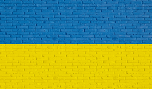 Brick Wall Ukraine Flag Colors Getty Images 1375191854
