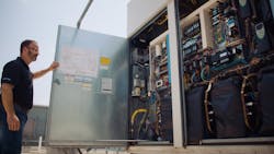 Emerson compressors are installed at Emerson's Helix facility in Dayton, Ohio. Emerson compressors are installed at Emerson's Helix facility in Dayton, Ohio.