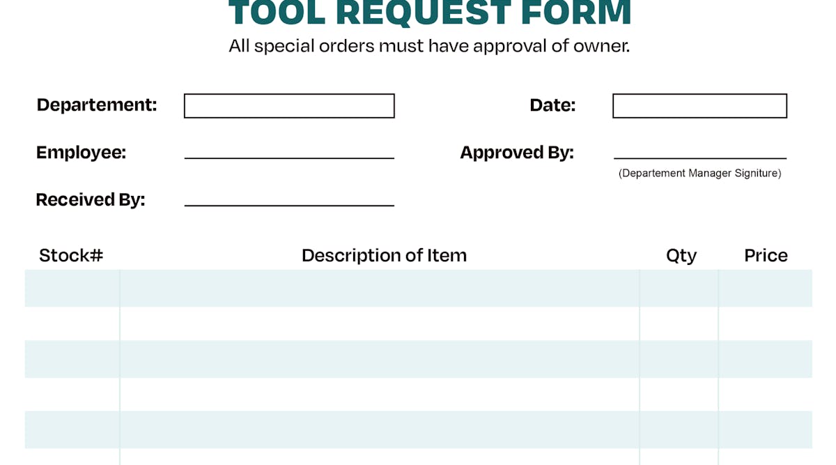 Sr Tool Request Form