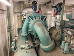 The old chiller arrangement prior to Hanbell retrofit. The old chiller arrangement prior to Hanbell retrofit.