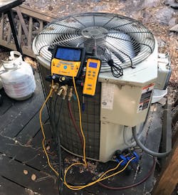 A digital manifold with integrated temperature clamps makes it easy to determine superheat and subcooling. A digital manifold with integrated temperature clamps makes it easy to determine superheat and subcooling.