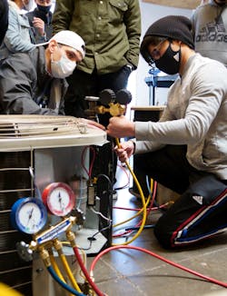 Students With Hvac Equipment Students With Hvac Equipment
