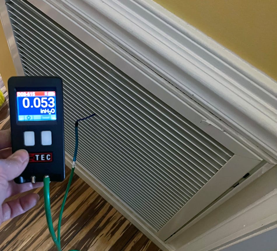 Measuring the return air filter grille pressure drop reveals much about the filter&rsquo;s condition. Pressure drops that look too good to be true can indicate a bigger problem, such as duct leakage.