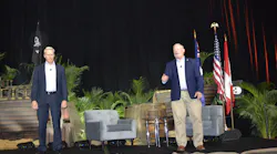 David Heimer, left, and Matt Michel announce their retirement from leadership of Service Roundtable and Service Nation Alliance.