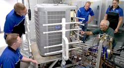 Carrier&apos;s Indianapolis engineering team prepare a heat pump for cold climate testing.