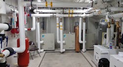 DAIKIN EQUIPMENT • 18-Ton VRV W-III Water Source Heat Recovery • 4 Branch Selector Boxes • 13 FXMQ DC-Ducted Concealed Ceiling Unit • 1 FXUQ 4-Way Blow Ceiling-Suspended Cassette • 1 Intelligent Touch Manager (iTM) • 1 BACnet® Client • 1 BACnet® Server with add-on control modules • 14 BRC1E73 Navigation Remote Controller DAIKIN EQUIPMENT • 18-Ton VRV W-III Water Source Heat Recovery • 4 Branch Selector Boxes • 13 FXMQ DC-Ducted Concealed Ceiling Unit • 1 FXUQ 4-Way Blow Ceiling-Suspended Cassette • 1 Intelligent Touch Manager (iTM) • 1 BACnet® Client • 1 BACnet® Server with add-on control modules • 14 BRC1E73 Navigation Remote Controller