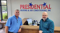 Wendell Nixon, left, owner of Presidential Heating & Air Conditioning, and Bryan Benak, CEO, Southern Home Services.