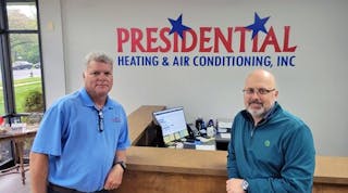 Wendell Nixon, left, owner of Presidential Heating &amp; Air Conditioning, and Bryan Benak, CEO, Southern Home Services.