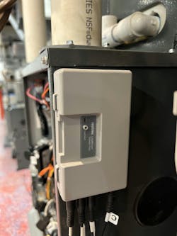 Two Pro-IQ Services sensors are attached to the interior HVAC system. Two Pro-IQ Services sensors are attached to the interior HVAC system.