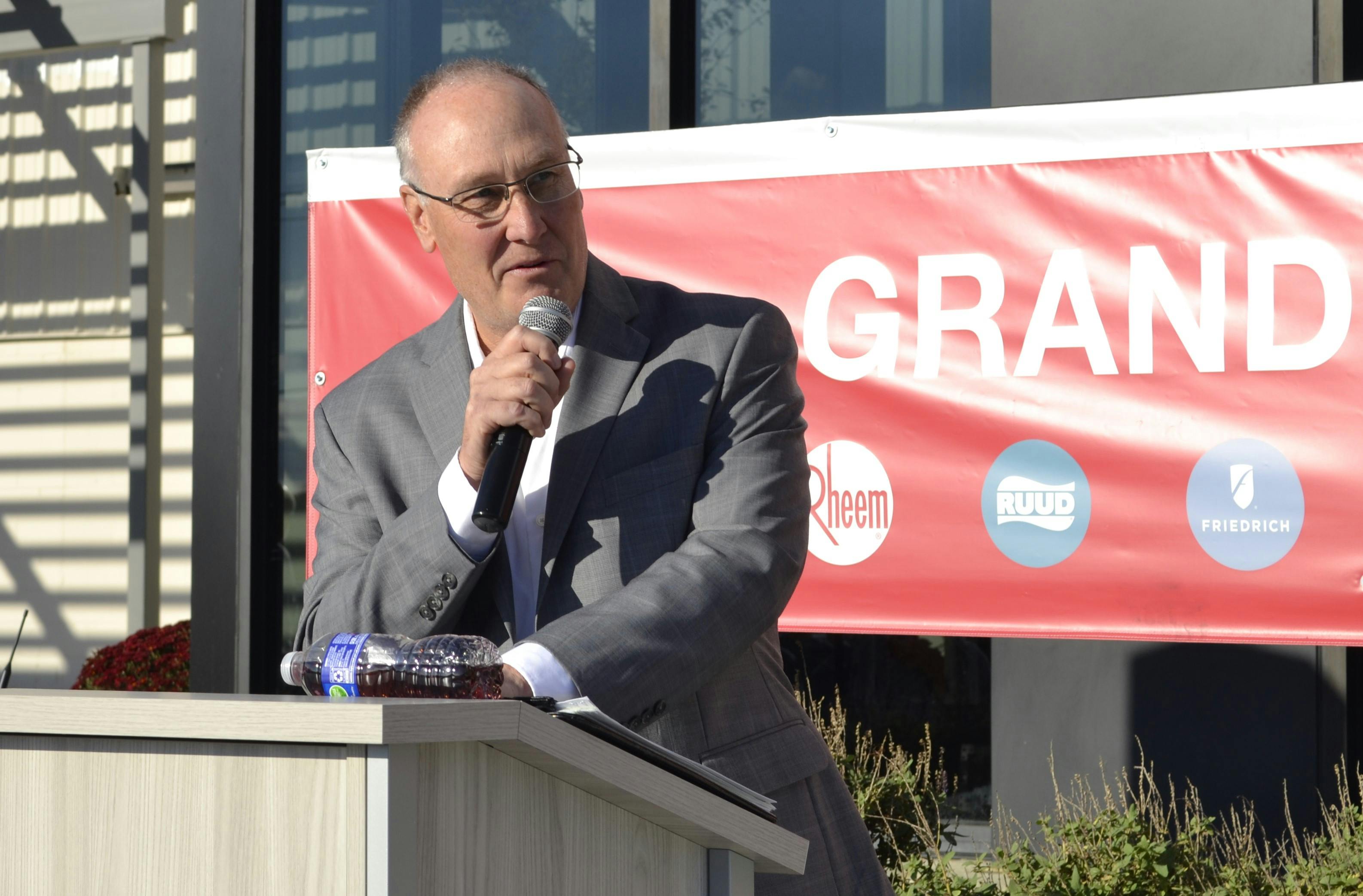 Winning a fourth consecutive Energy Star 'Partner of the Year' award, 'reflects the hard work, dedication and innovation of every member of our team,&rdquo; said Kevin Ruppelt, senior vice president and general manager, Rheem&rsquo;s US air conditioning division. Photo was taken during Ruppelt's remarks at ribbon-cutting for a training center addition and expanded manufacturing at Rheem's Ft. Smith, Ark. facility.