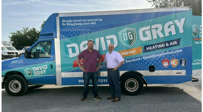 Gary Gray, left, owner of David Gray, with Southern Home Services CEO Bryan Benak.