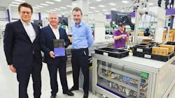 Adrian Ellam, CEO of Invertek Drives Ltd, (left) with Rhydian Welson, Sales and Marketing Director, and Glyn Jones, Technical Director Adrian Ellam, CEO of Invertek Drives Ltd, (left) with Rhydian Welson, Sales and Marketing Director, and Glyn Jones, Technical Director