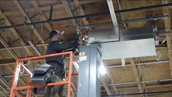 The VRF project was completed in tight quarters, 20 feet up. The VRF project was completed in tight quarters, 20 feet up.