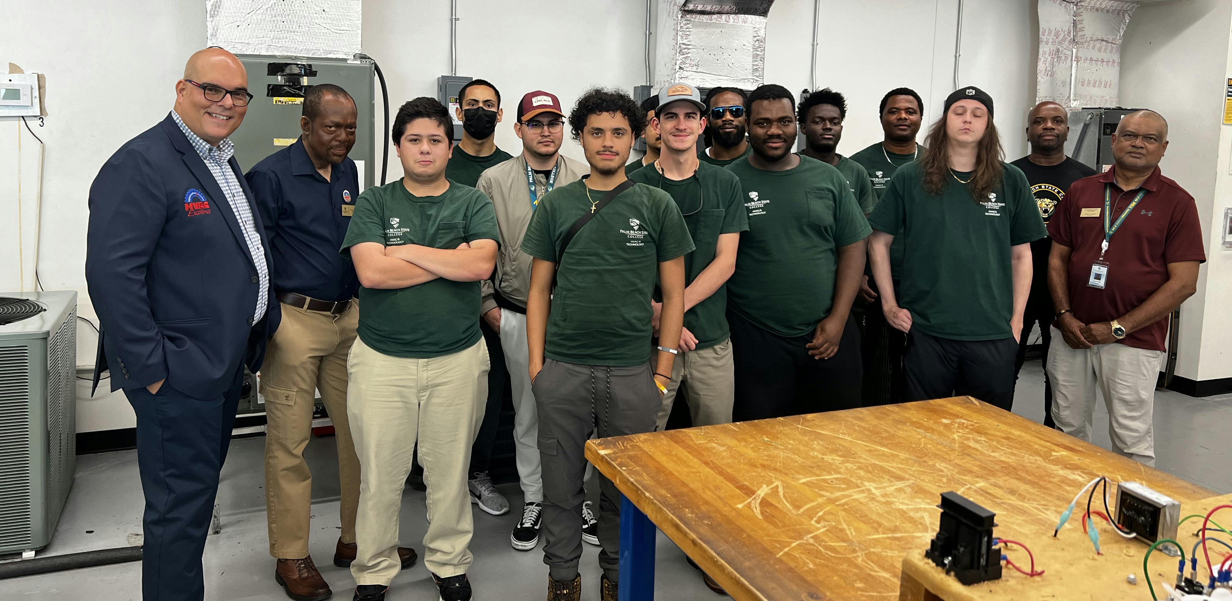 Recent HVACR students and instructors at Palm Beach State College.
