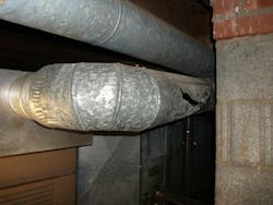 Would a rip in the flue allow CO to “leak” into a building? What if the flue gases never reached this opening or measured 10 ppm on a combustion analyzer? Would a rip in the flue allow CO to “leak” into a building? What if the flue gases never reached this opening or measured 10 ppm on a combustion analyzer?