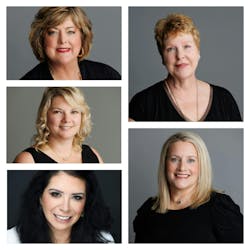 Executive Board of Women in HVACR. Clockwise from top left: Immediate Past President Marcia Christiansen; 2024 President Lori Tschohl; Vice President Kristin Gallup; Treasurer Sarah Hammond; Secretary Tanya Steindl.