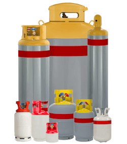 Class A2L refrigerant cylinders manufactured by Worthington Enterprises include distinguishing markings and unique valve configuration to help ensure uncompromised safety during handling and usage in accordance with AHRI Guideline N. Class A2L refrigerant cylinders manufactured by Worthington Enterprises include distinguishing markings and unique valve configuration to help ensure uncompromised safety during handling and usage in accordance with AHRI Guideline N.