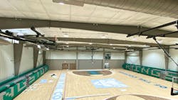 The addition connects to the classroom portion of the original building by a 1,272-square-foot masonry addition that houses an egress stair relocated from the existing building. The addition connects to the classroom portion of the original building by a 1,272-square-foot masonry addition that houses an egress stair relocated from the existing building.