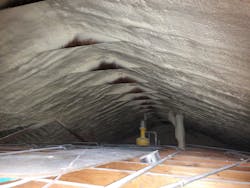 Photo 2. Attic encapsulated with closed-cell spray foam. Photo 2. Attic encapsulated with closed-cell spray foam.