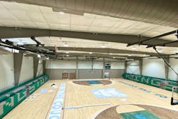 The addition connects to the classroom portion of the original building by a 1,272-square-foot masonry addition that houses an egress stair relocated from the existing building. The addition connects to the classroom portion of the original building by a 1,272-square-foot masonry addition that houses an egress stair relocated from the existing building.