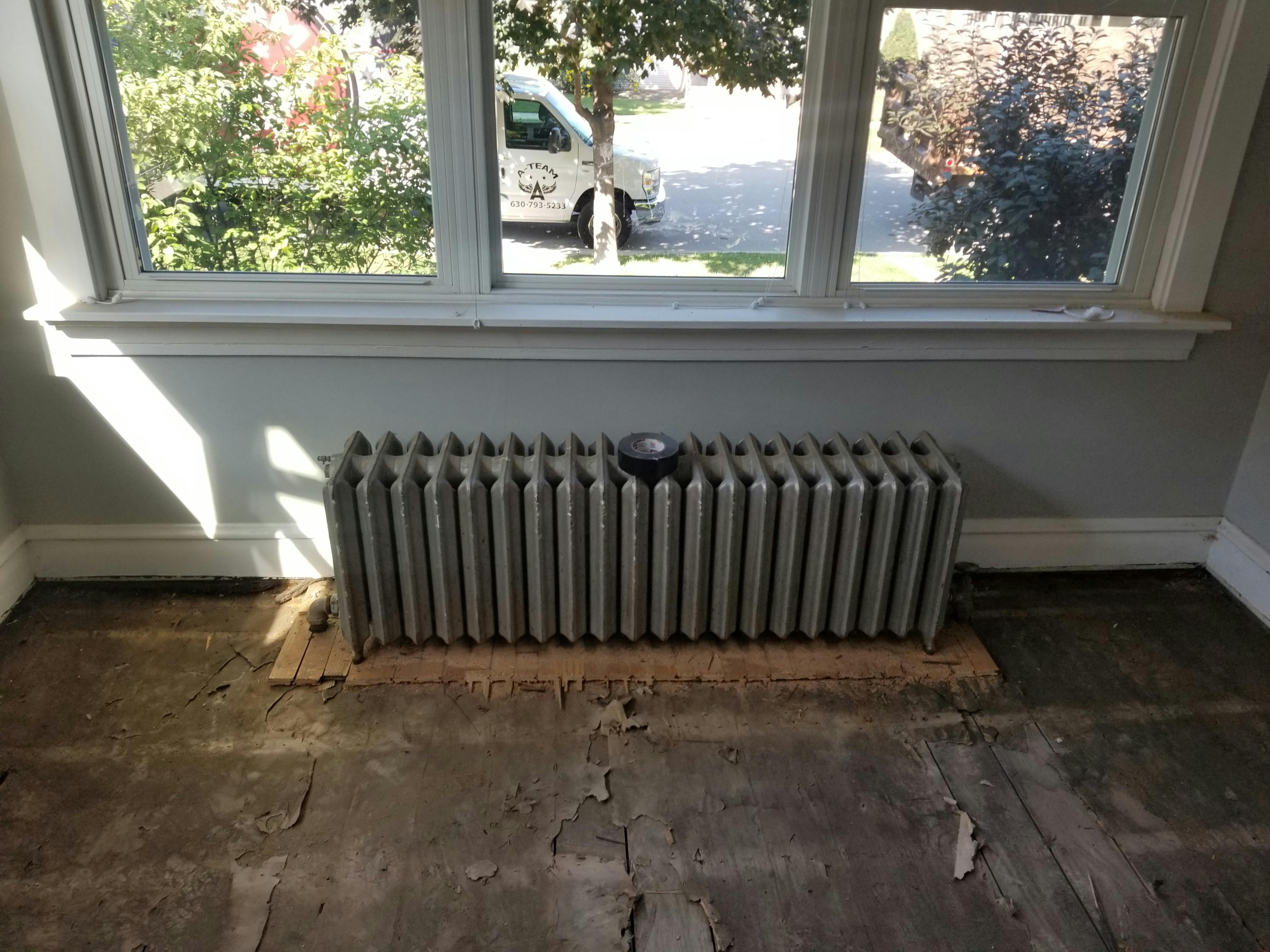 An oversized cast iron radiator in Oak Park, Illinois.