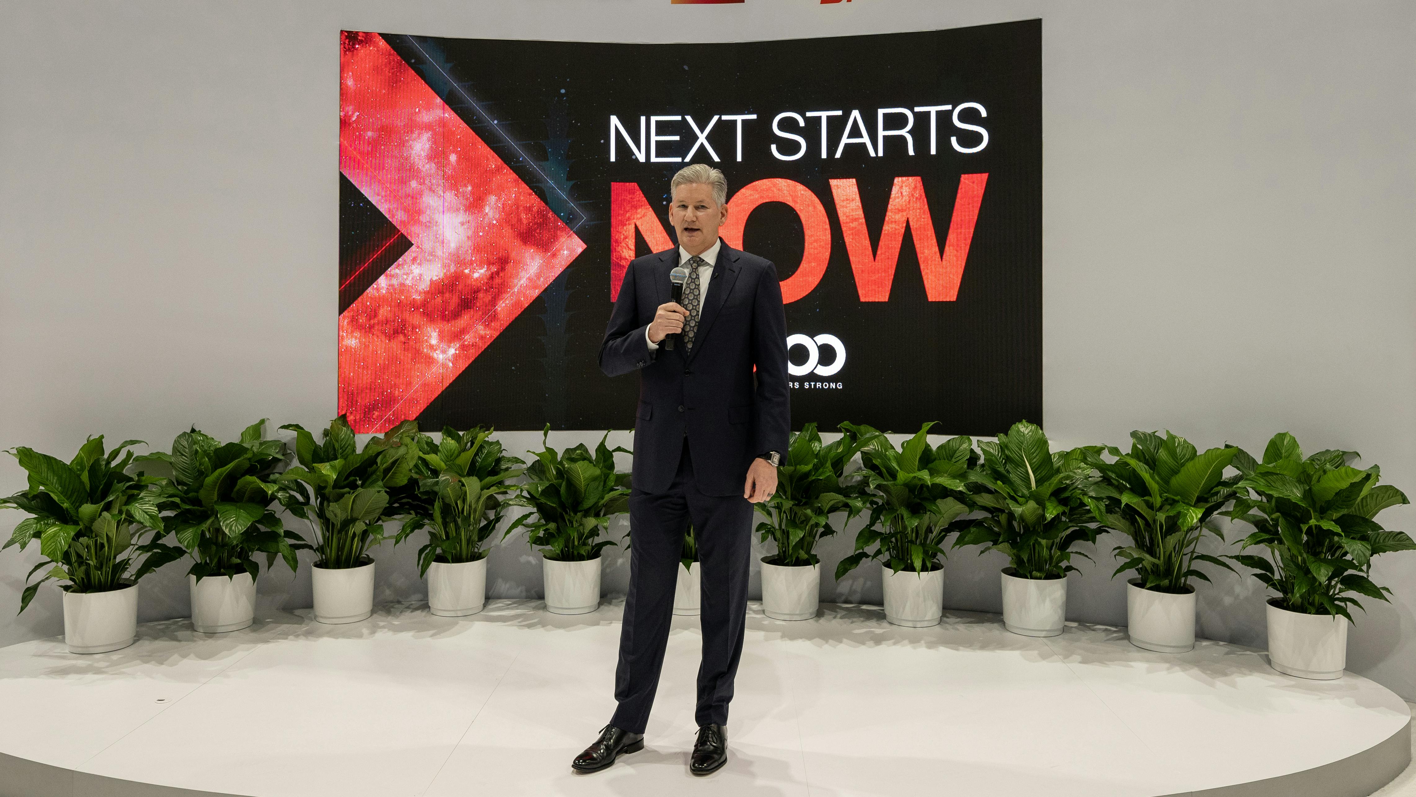 Chris Peel, CEO of Rheem, addressed the crowd during the AHR Expo.