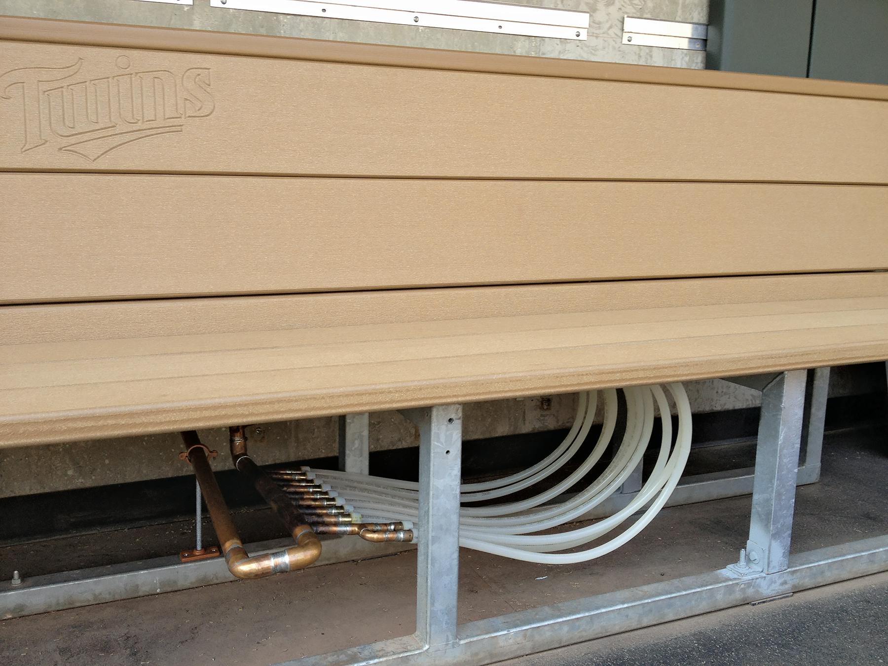 A radiant bench at Target Field, home of the Minnesota Twins.