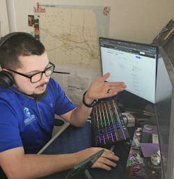 One of Colair Inc.'s remote dispatchers hard at work on the phone. One of Colair Inc.'s remote dispatchers hard at work on the phone.