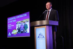 Clayton Lane accepts Residential Contractor of the Year award on behalf of James Lane Air Conditioning. Clayton Lane accepts Residential Contractor of the Year award on behalf of James Lane Air Conditioning.