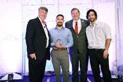 Josh Aguirre, of RighTime Home Services, shows off his Service Manager of the Year award. Josh Aguirre, of RighTime Home Services, shows off his Service Manager of the Year award.