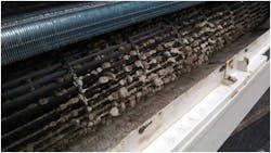 Dust more readily adheres to fan wheels because they’re on the cool side of the system. Dust more readily adheres to fan wheels because they’re on the cool side of the system.