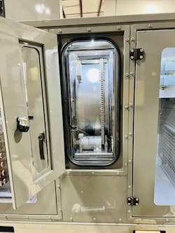 The desiccant wheel can easily adsorb vast quantities of moisture from the process air, and it bonds these water molecules tightly into the desiccant material until the wheel is rotated into the opposing reactivation airstream, where thermal energy (heat) is added, and the wheel is dried. The desiccant wheel can easily adsorb vast quantities of moisture from the process air, and it bonds these water molecules tightly into the desiccant material until the wheel is rotated into the opposing reactivation airstream, where thermal energy (heat) is added, and the wheel is dried.