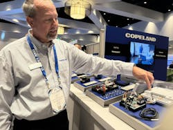 Jim Fultz of Copeland demonstrates the Universal Single-Stage Furnace Control Kit during the ACCA 2025 Expo. Jim Fultz of Copeland demonstrates the Universal Single-Stage Furnace Control Kit during the ACCA 2025 Expo.