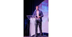 Nidec’s Morgan Silvey accepts the Leadership Award at Johnstone Supply’s Spring Meeting and Trade Show. Nidec’s Morgan Silvey accepts the Leadership Award at Johnstone Supply’s Spring Meeting and Trade Show.