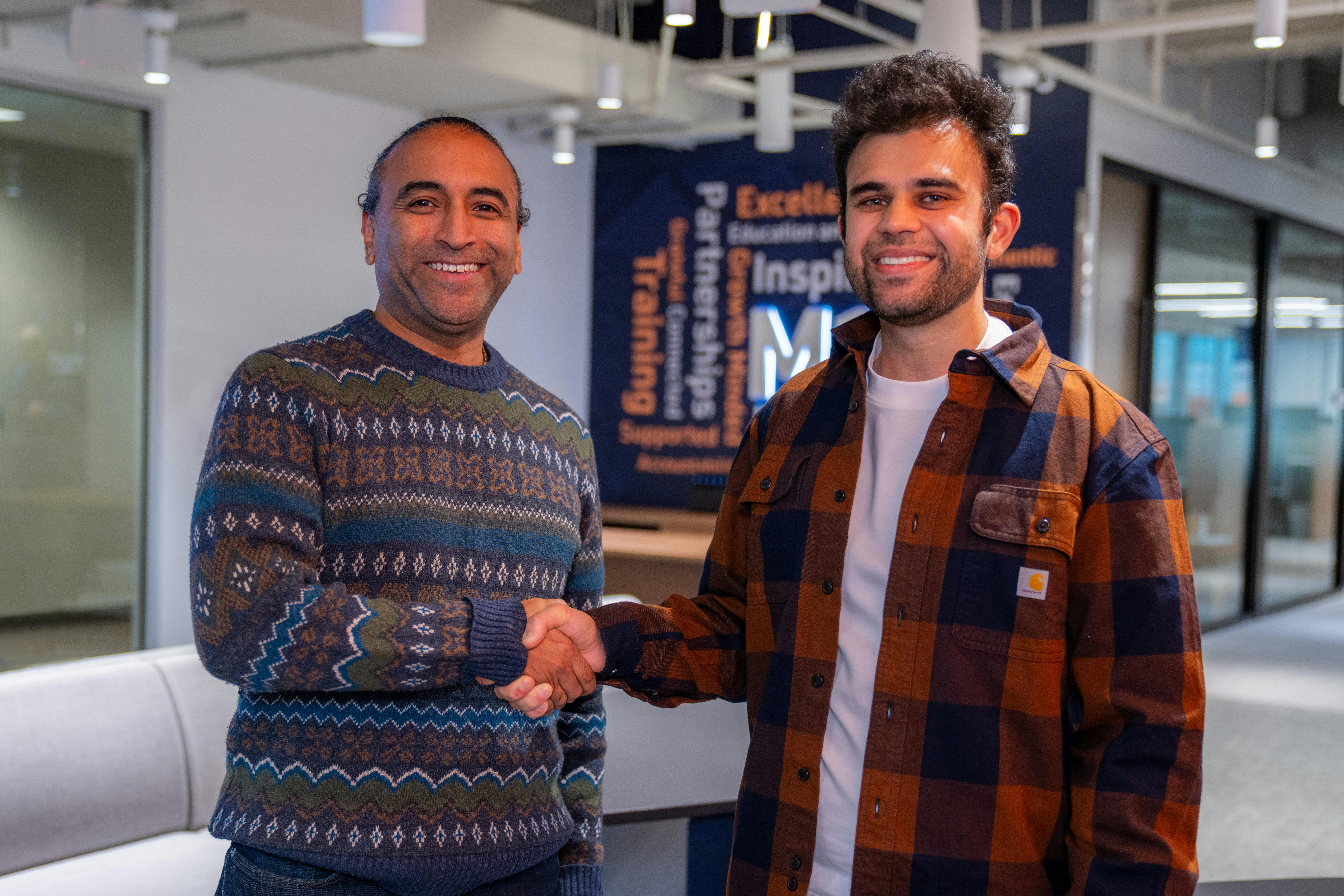 Julian Scadden, president and CEO of Nexstar Network with Ruchir Shah, CEO and founder of SkillCat.