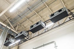 Four Star designed and installed four Fujtisu AIRSTAGE 8-ton high-static air handlers to provide cooling in the electrical room. Four Star designed and installed four Fujtisu AIRSTAGE 8-ton high-static air handlers to provide cooling in the electrical room.