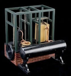 Figure 2: A model of the Gorrie ice machine, which was the first mechanical refrigeration or ice-making machine patented by the U.S. Patent Office. Figure 2: A model of the Gorrie ice machine, which was the first mechanical refrigeration or ice-making machine patented by the U.S. Patent Office.