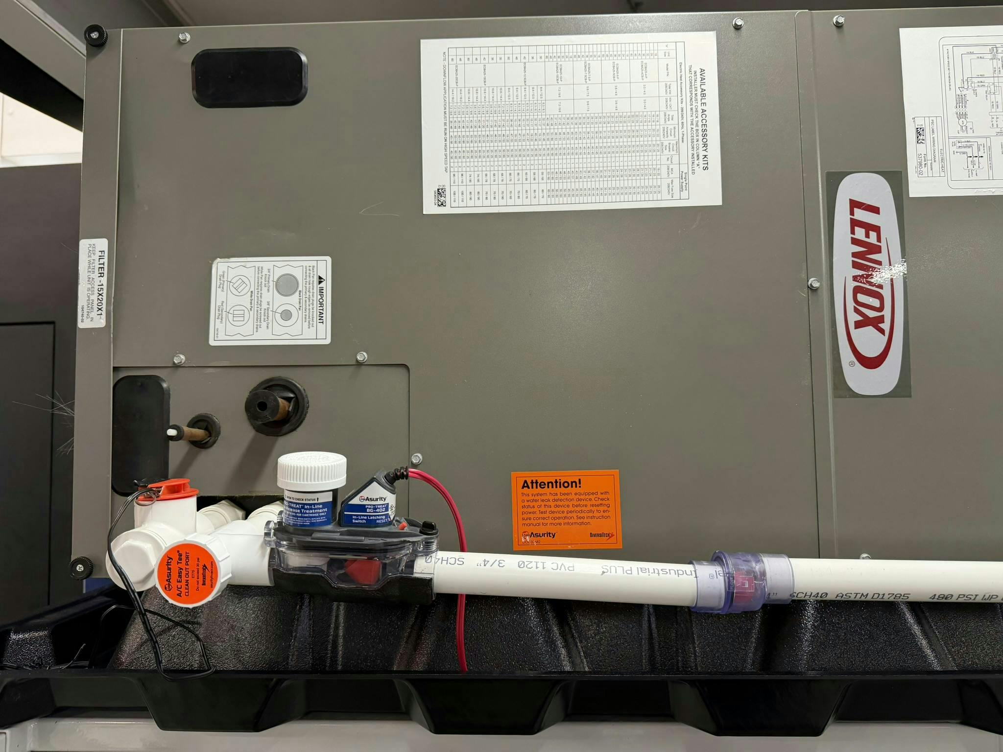 The Asurity PRO-TREAT In-Line Switch & Slow Release Treatment System is an inline latching condensate safety switch