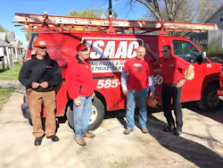From Left to Right: Ken, Jim, Mike, and Dave Isaac at a Habitat for Humanity job. Jim Isaac installed the HVAC systems in over 100 houses for Habitat for Humanity over a 20-year span. He was recognized by ACCA with the Skip Snyder Award for his volunteerism. From Left to Right: Ken, Jim, Mike, and Dave Isaac at a Habitat for Humanity job. Jim Isaac installed the HVAC systems in over 100 houses for Habitat for Humanity over a 20-year span. He was recognized by ACCA with the Skip Snyder Award for his volunteerism.