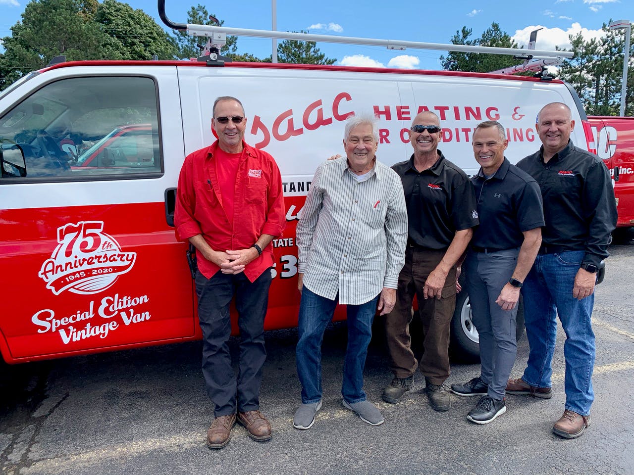 From Left to Right: Dave Isaac (brother), Jim Isaac, Ken Isaac (brother), Ray Isaac, and Mike Isaac (Ray's twin brother).