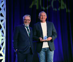 Steve Schmidt (right) received the ACCA 2026 Distinguished Service Award, presented by Eddie McFarlane (right), ACCA Chair of the Board of Directors 2025-2026.