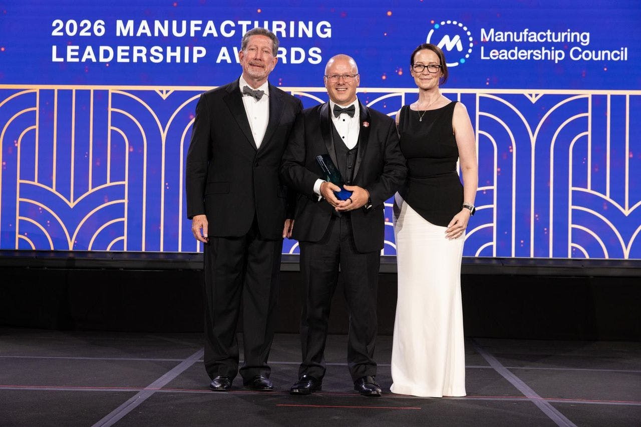 Left to right: David Brousell Founder, vice president and executive director, Manufacturing Leadership Council; Alan Machuga, executive vice president of technology at Rheem Manufacturing; and Lisa McEvoy, associate vice president of digital manufacturing at Merck.