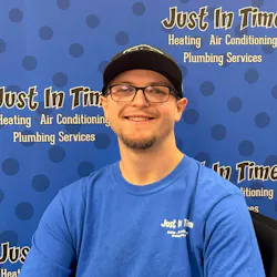 Dustin Wilkinson, 25, HVAC service professional (technician) at Just In Time Heating, AC & Plumbing Services in Sandwich, Illiniois.