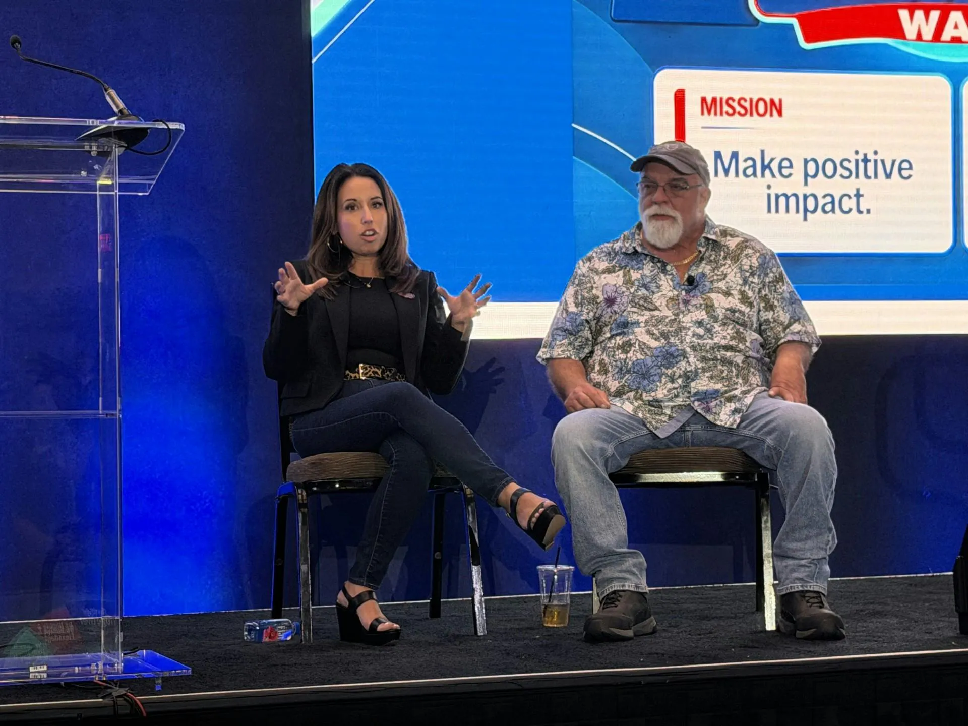 Stephanie Allen (left), co-founder and CEO of AirWorks Solutions, and Kip Morris (right), president of Five Star Home Services, participate in a panel of contractors sharing their experience of scaling a business while maintaining their company culture.